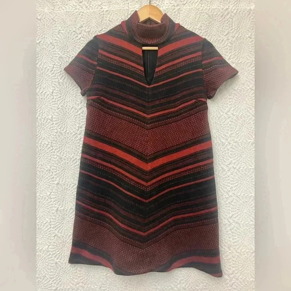 Amanda Uprichard Dress Women Medium Black Red Knit Keyhole Mock Neck Sweater NWT - Picture 13 of 14
